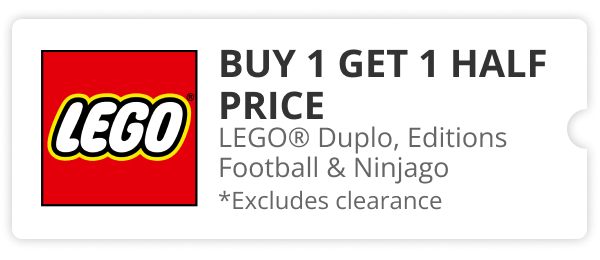 Buy 1 Get 1 Half price on LEGO Duplo, Editions Football & Ninjago 