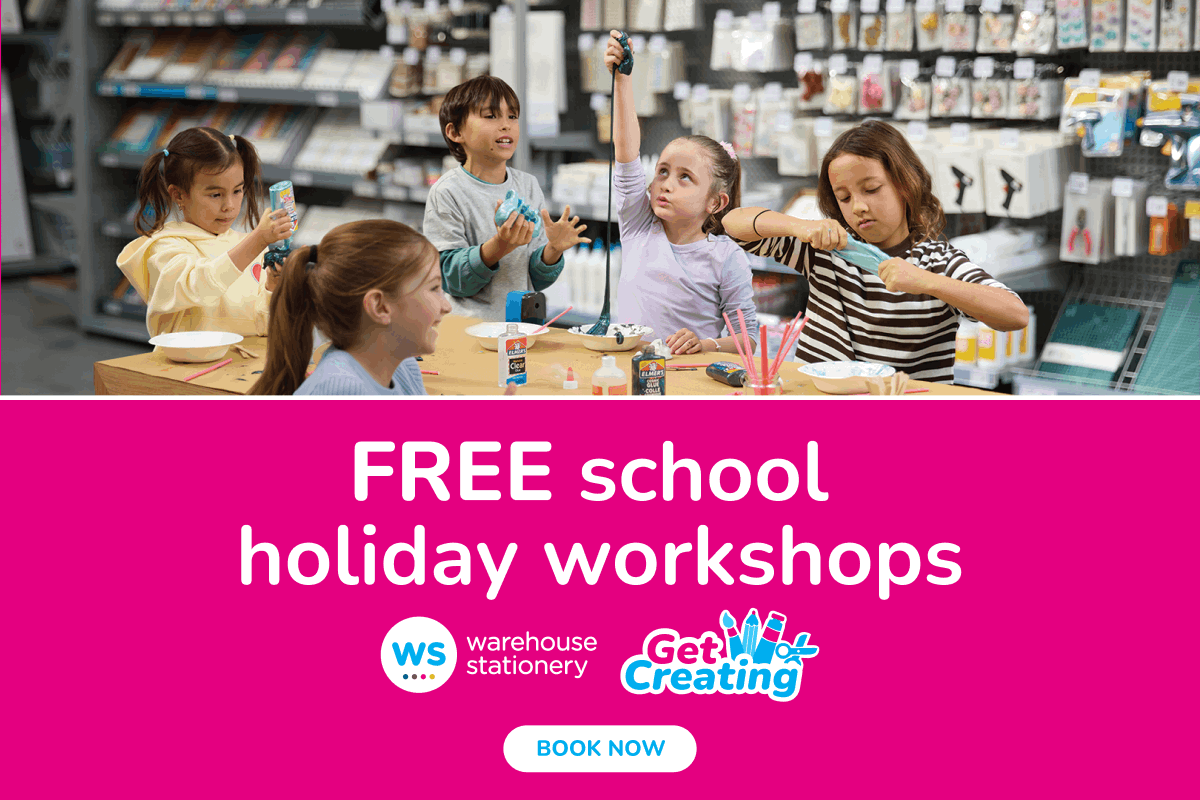 Warehouse stationery - free school holiday workshops 