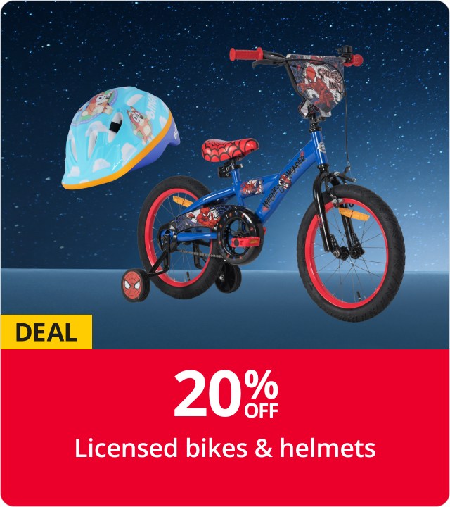 20% Off Licensed bikes & helmets