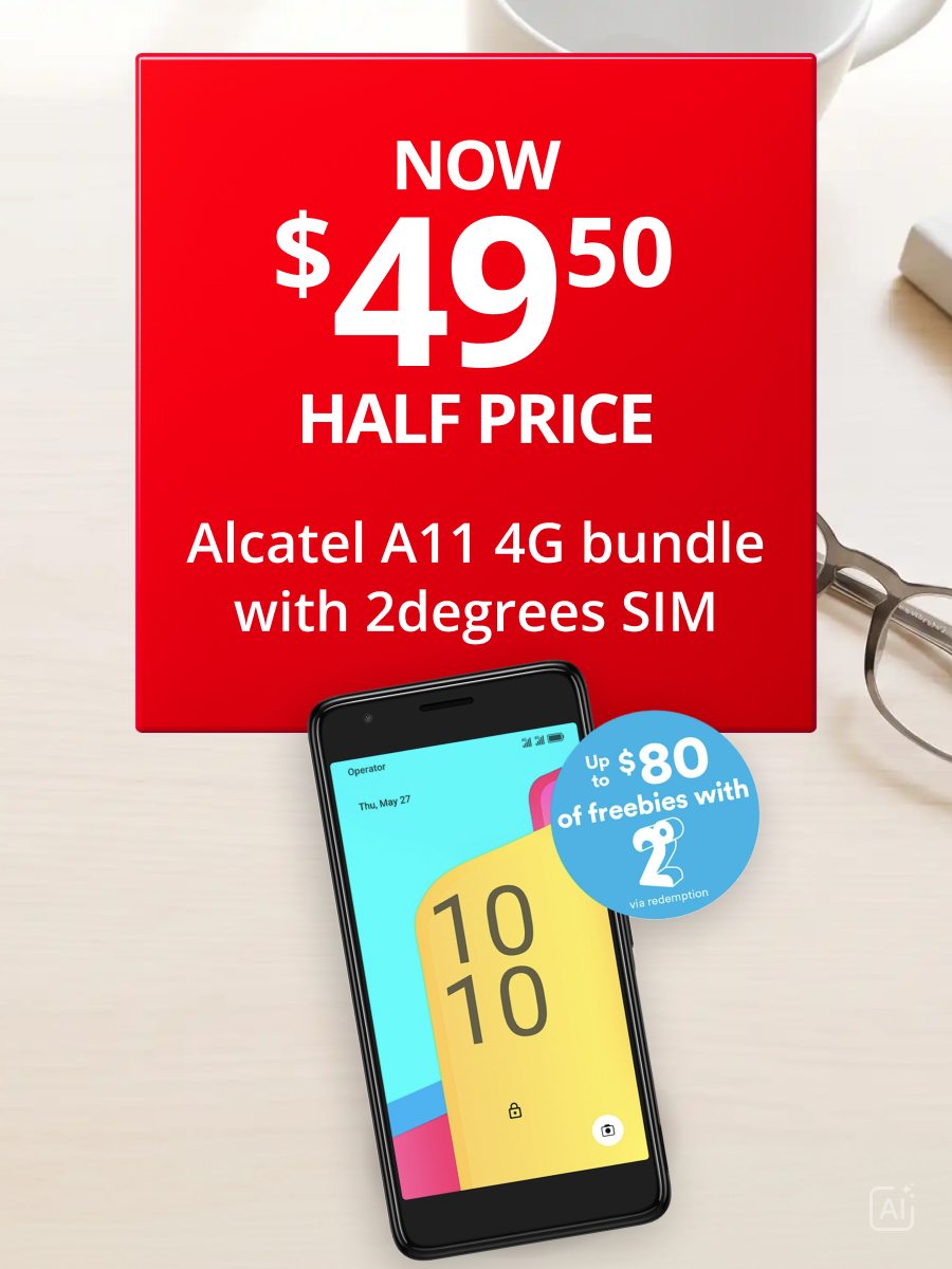 Now $49.50 Alcatel A11 4G Bundle with 2degrees sim
