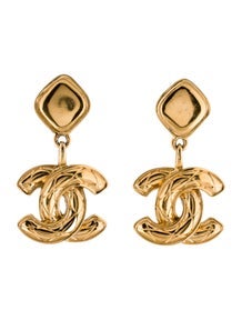 Vintage Matelassé CC Clip-On Drop Earrings