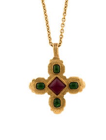 Vintage Gripoix Cross Pendant Necklace