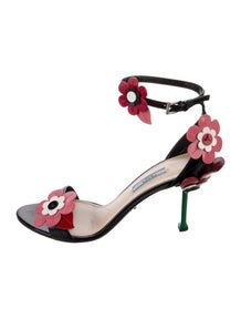 Patent Leather Floral Print Sandals