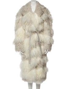 Mongolian Lamb Animal Print Fur Coat