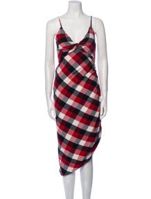 Plaid Print Midi Length Dress