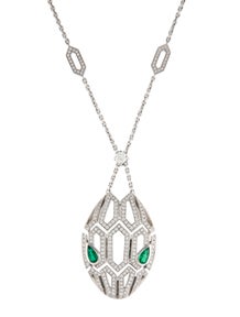 18K Emerald & Diamond Serpenti Seduttori Pendant Necklace