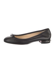 Spike Accents Leather Ballet Flats