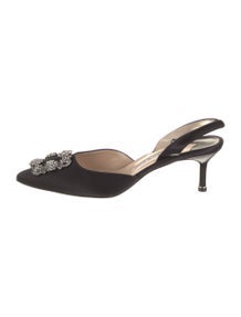 Satin Crystal Embellishments Slingback Pumps