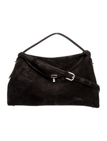 Suede T-Lock Top Handle Bag