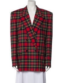 Wool Plaid Print Blazer w/ Tags