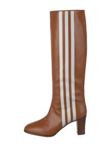 Gucci x Adidas Leather Colorblock Pattern Riding Boots