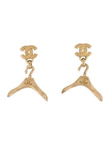 Vintage CC Hanger Drop Earrings