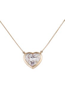 14K 9.11ct Lab-Grown Diamond Heart Solitaire Bezel Pendant Necklace