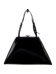Enameled Metal Triangle Top Handle Bag