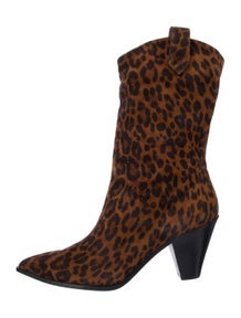 Suede Animal Print Western Boots