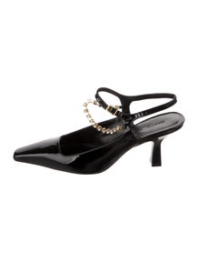 Patent Leather Crystal Embellishments Slingback Pumps
