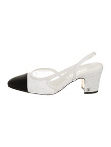 Interlocking CC Logo Mesh Slingback Pumps