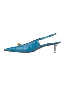 Embossed Leather Slingback Pumps