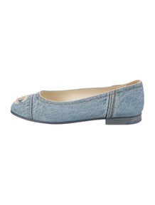 Interlocking CC Logo Denim Ballet Flats