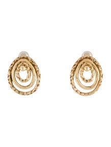 14K Textured Oval Stud Earrings