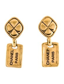 Vintage Quilted Drop Clip-On Earrings