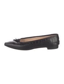 Crocodile Bow Accents Ballet Flats