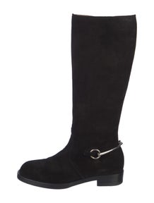 Horsebit Accent Suede Riding Boots