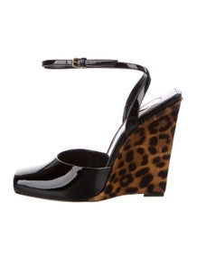 Patent Leather Animal Print Slingback Pumps