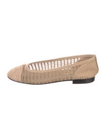 Interlocking CC Logo Raffia Ballet Flats