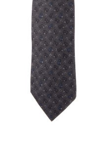 Grey Silk Pattern Print Tie