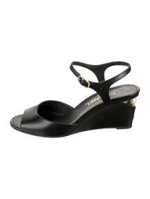 Interlocking CC Logo Lambskin Sandals