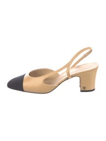 Interlocking CC Logo Leather Slingback Pumps