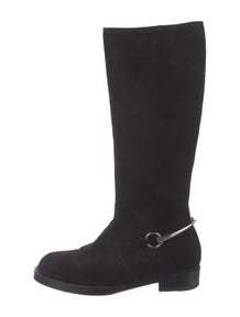 Horsebit Accent Suede Riding Boots