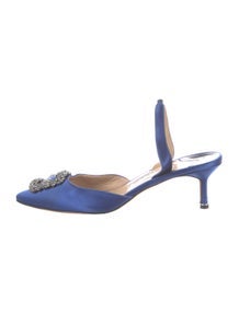 Satin Crystal Embellishments Slingback Pumps