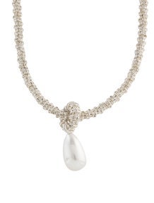 Crystal & Faux Pearl Drop Linea Necklace