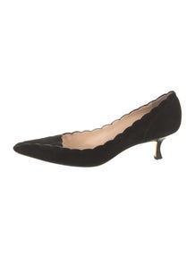 Suede Scalloped Accent Pumps