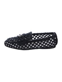 Interlocking CC Logo Raffia Ballet Flats