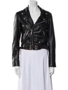 Hermès Scarf Lined JJ Dean Jacket Leather Biker Jacket