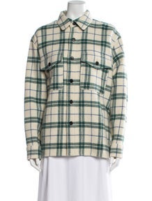 Wool Plaid Print Utility Jacket