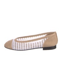 Interlocking CC Logo Raffia Ballet Flats