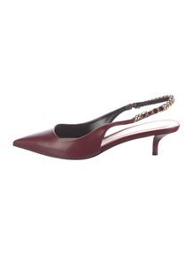 Patent Leather Chain-Link Accents Slingback Pumps