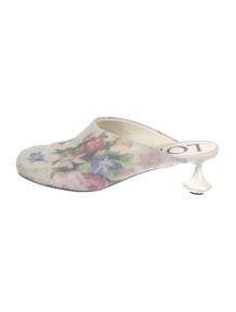 Suede Floral Print Mules