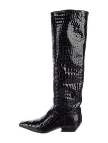Embossed Leather Animal Print Riding Boots