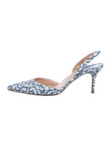 Denim Printed Slingback Pumps