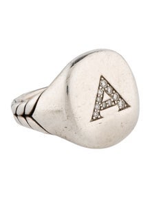 Diamond Initial 'A' Pinky Ring
