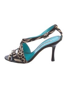 Ponyhair Animal Print Slingback Sandals
