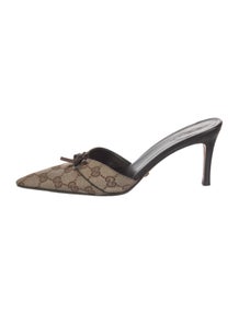 GG Canvas Bow Accents Mules