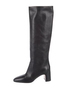 Enameled Metal Triangle Leather Boots