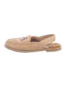 Interlocking CC Logo Suede Slingback Flats