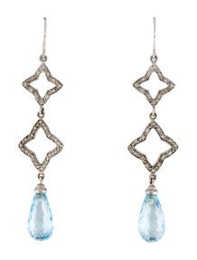 Topaz & Diamond Drop Earrings